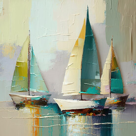 厚涂抽象油画 风帆