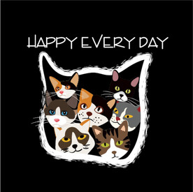 卡通猫咪头像印花