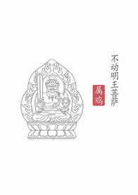 白描不动明王图