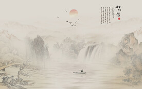 新中式别墅背景墙