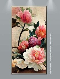 立体北欧油画风花卉玄关装饰画