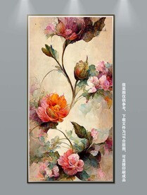 华丽手绘油画风花卉装饰画