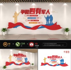 四有军人文化墙