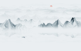 新中式石纹水墨山水画