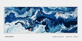 中式青花山水画