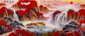 鸿运当头山水画