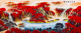 聚宝盆山水画