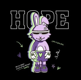 卡通涂鸦兔子印花图案