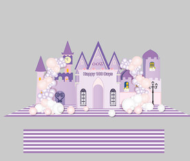 紫色城堡公主女宝生日宴