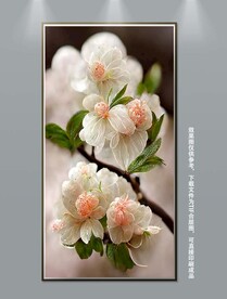 北欧白色花卉金箔装饰画