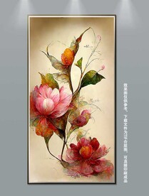 高贵华丽复古花卉艺术玄关装饰画