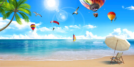 大海沙滩背景墙