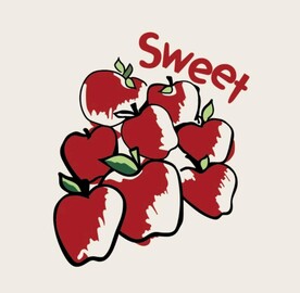 手绘红色苹果印花图案