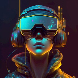 戴VR眼镜的女孩