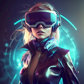 戴VR眼镜的女孩