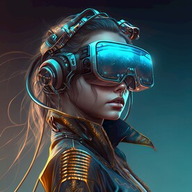 戴VR眼镜的女孩