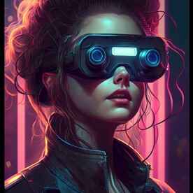 戴VR眼镜的女孩