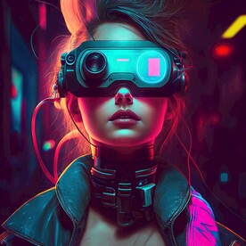 戴VR眼镜的女孩