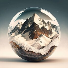 水晶球内的山地景观