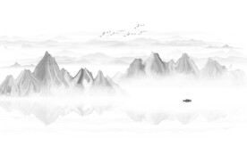 抽象水墨山水画电视背景墙