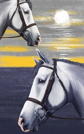 手绘马油画艺术玄关