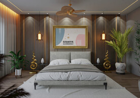 现代轻奢卧室横幅相框装饰画样机