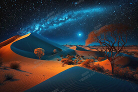 夜晚的沙漠星空