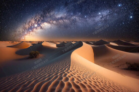 夜晚的沙漠星空