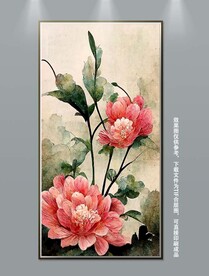 手绘北欧立体植物花卉玄关装饰画