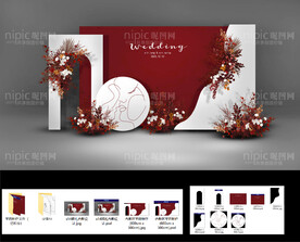 红白色婚礼设计效果图背景