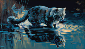 灰猫戏水
