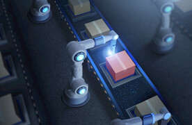 科技机器人仓库海报模板设计