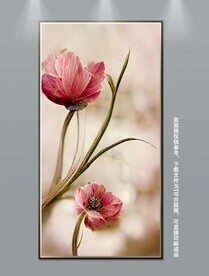 北欧手绘植物花卉玄关装饰画