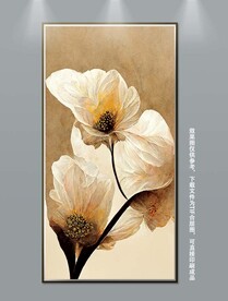 北欧手绘植物花卉玄关装饰画