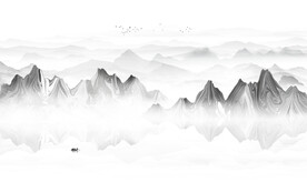 中式水墨山水画电视背景墙