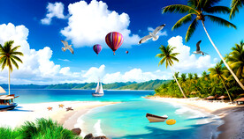 蓝天白云大海沙滩