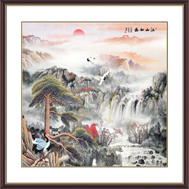 迎客松国画山水