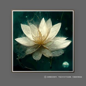 北欧金白色荷花创意艺术装饰画