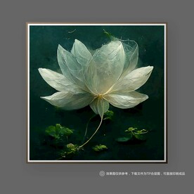 北欧金白色荷花创意艺术装饰画