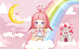 可爱小公主城堡儿童房背景墙