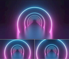 蓝色霓虹光线穿梭大屏幕视频素材