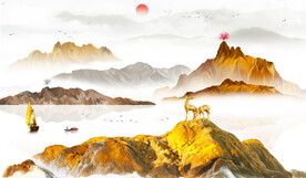 轻奢玄关山水画