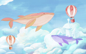 卡通鲸鱼插画背景墙