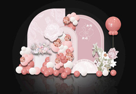 豆沙粉色订婚宴小香风花朵背景