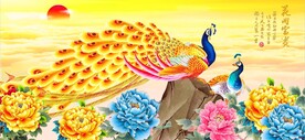 孔雀牡丹图