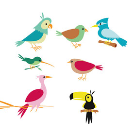 手绘卡通鸟