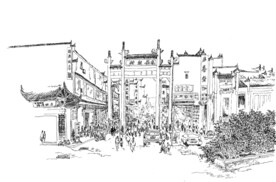 安徽 黄山 徽派素描