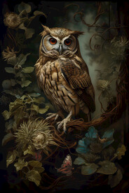 油画猫头鹰