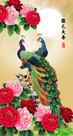 孔雀牡丹图 