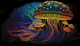 神秘的彩色水母